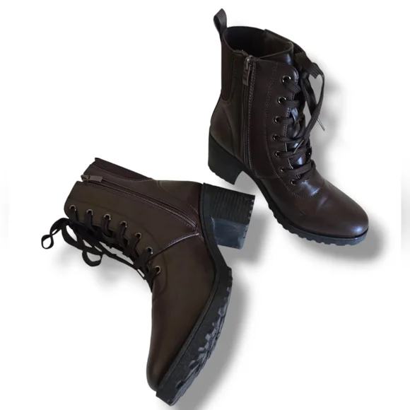 Women's Aspen-39 Chocolate Brown Vegan Leather Platform Combat Boots - Picture 10 of 16